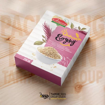 طرح گرافیکی جعبه محصول با رنگبندی جذاب و هماهنگ با هویت بصری برند