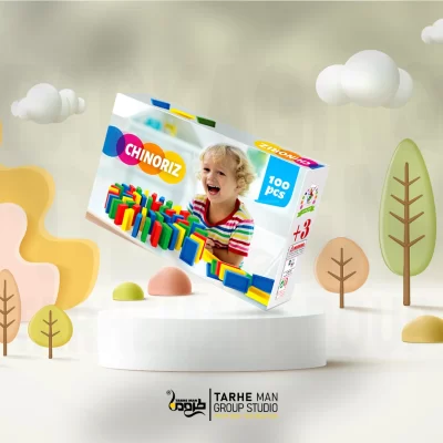 طرح گرافیکی جعبه محصول با رنگبندی جذاب و هماهنگ با هویت بصری برند